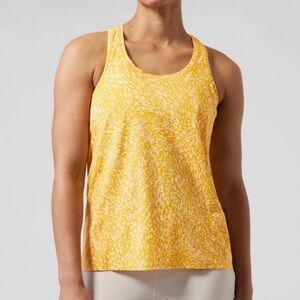 NWOT Athleta Yellow Patterned Racerback Tank Top Size M